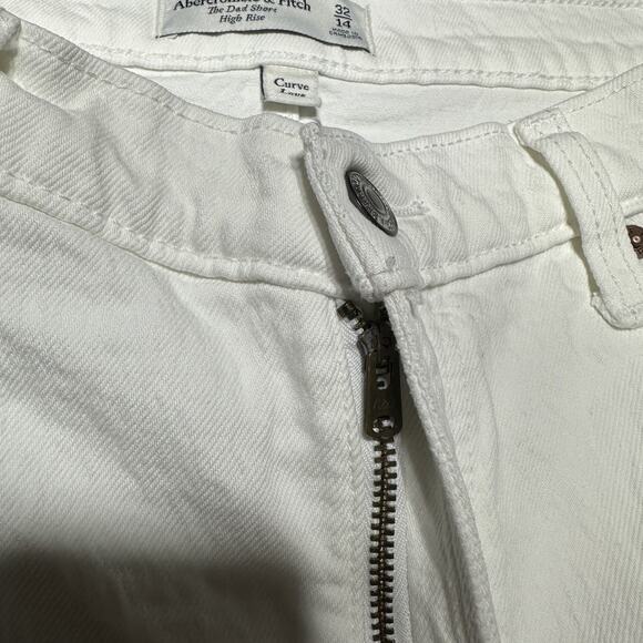 Abercrombie & Fitch Shorts Women's 32/14 White Dad Short High Rise Curve Love - Picture 3 of 9